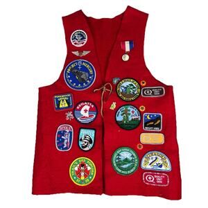 VTG Boyscout felt vest 1994-1998 w/ 15 patches & 8 pins Florida & California